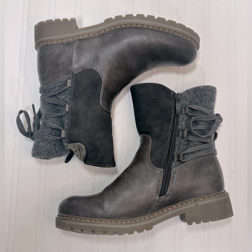 Patrizia Dawna Spring Step Women's Gray Zipper Ankle Boots Faux Fur Lined Size 6 - Picture 6 of 11